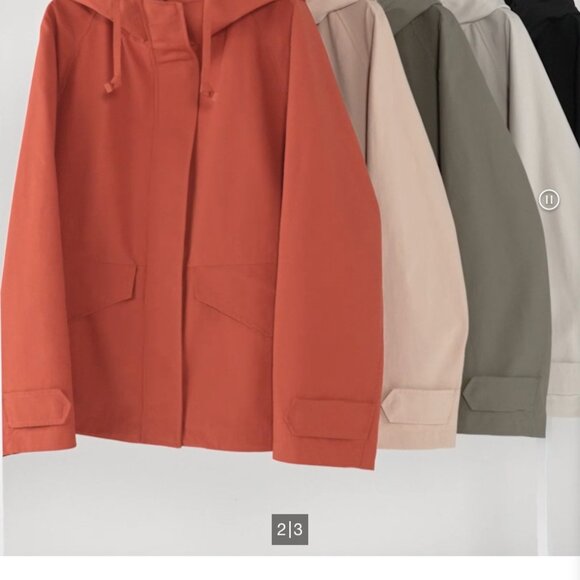 Uniqlo Cotton Blend Parka, Size Medium, Red, Hood Lightweight AdjustableWaist - Picture 14 of 15